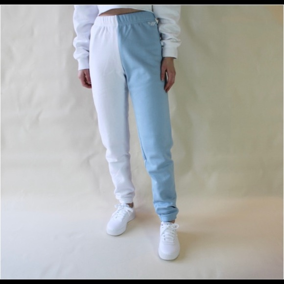 Blue and white colour block sweatpants - Picture 1 of 5